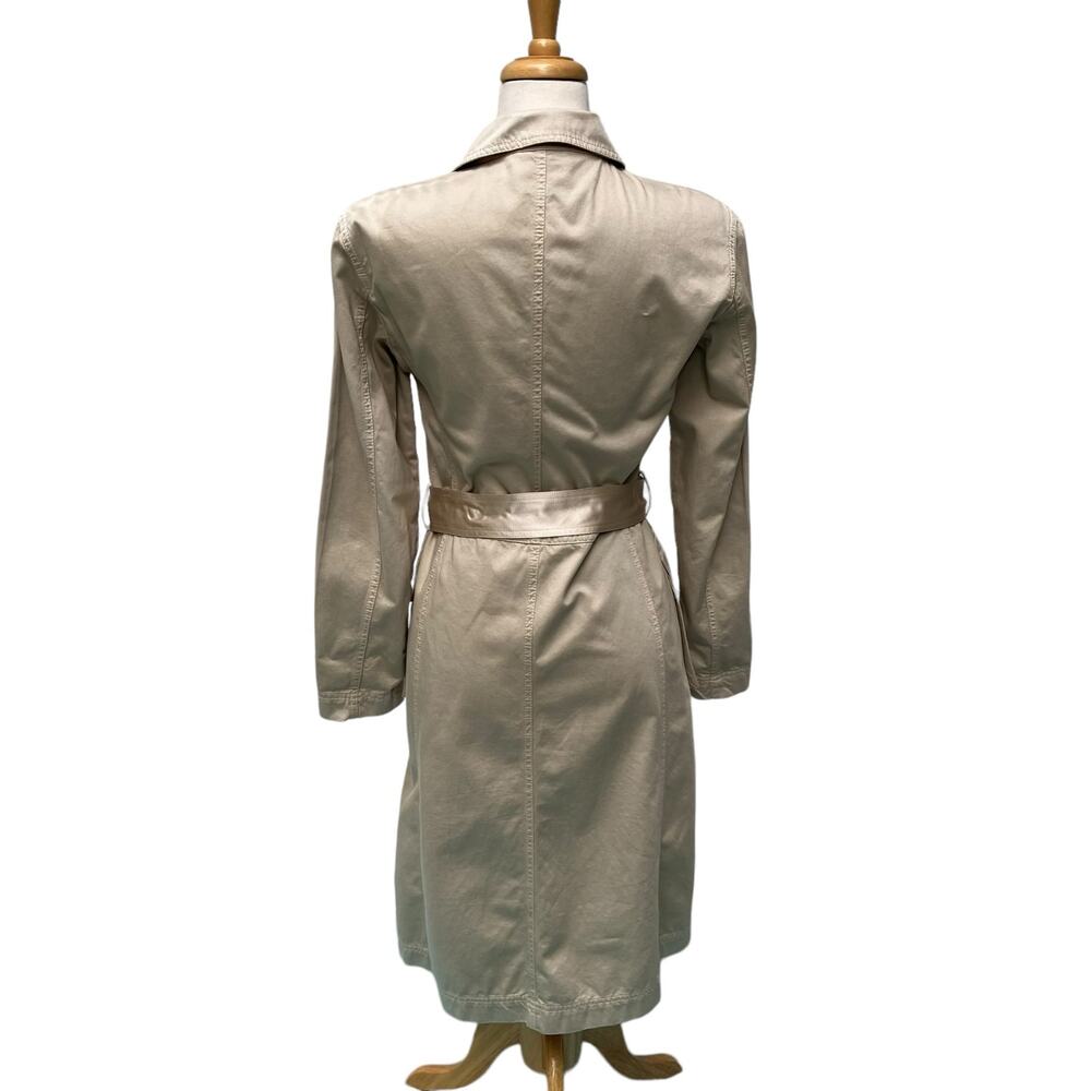 Prada Trench Coat Safari Jacket Sz 6 US Beige Cotton Lightweight Belted Auth. - Picture 3 of 16